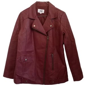 Jack BB Dakota Burgundy Vegan Leather Zip Moto Jacket S
